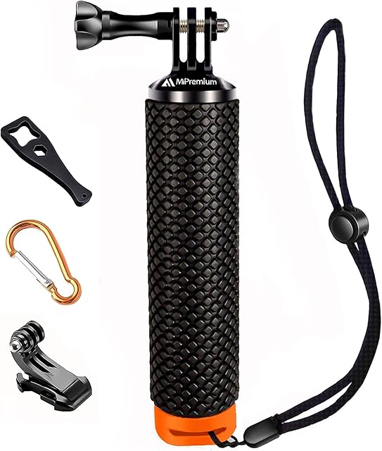 Waterproof Floating Hand Grip Compatible with GoPro Hero 11 10 9 8 7 6 5 4 3 3+ 2 1 Session Black Silver Camera Handler & Handle Mount Accessories Kit for Water Sport and Action Cameras (Orange)