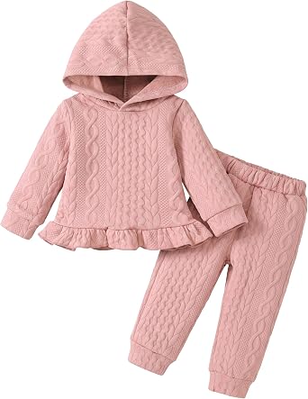 Mioglrie Baby Toddler Girl Clothes Infant Fall Winter Hoodie Solid Outfits