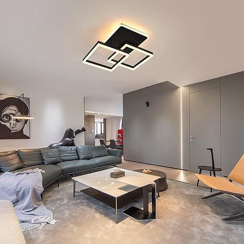 Miniatura 7 de Garwam - Lámparas de techo LED modernas, regulable, color negro, con forma de flor, Chancelier, lámpara de techo empotrada con control remoto para