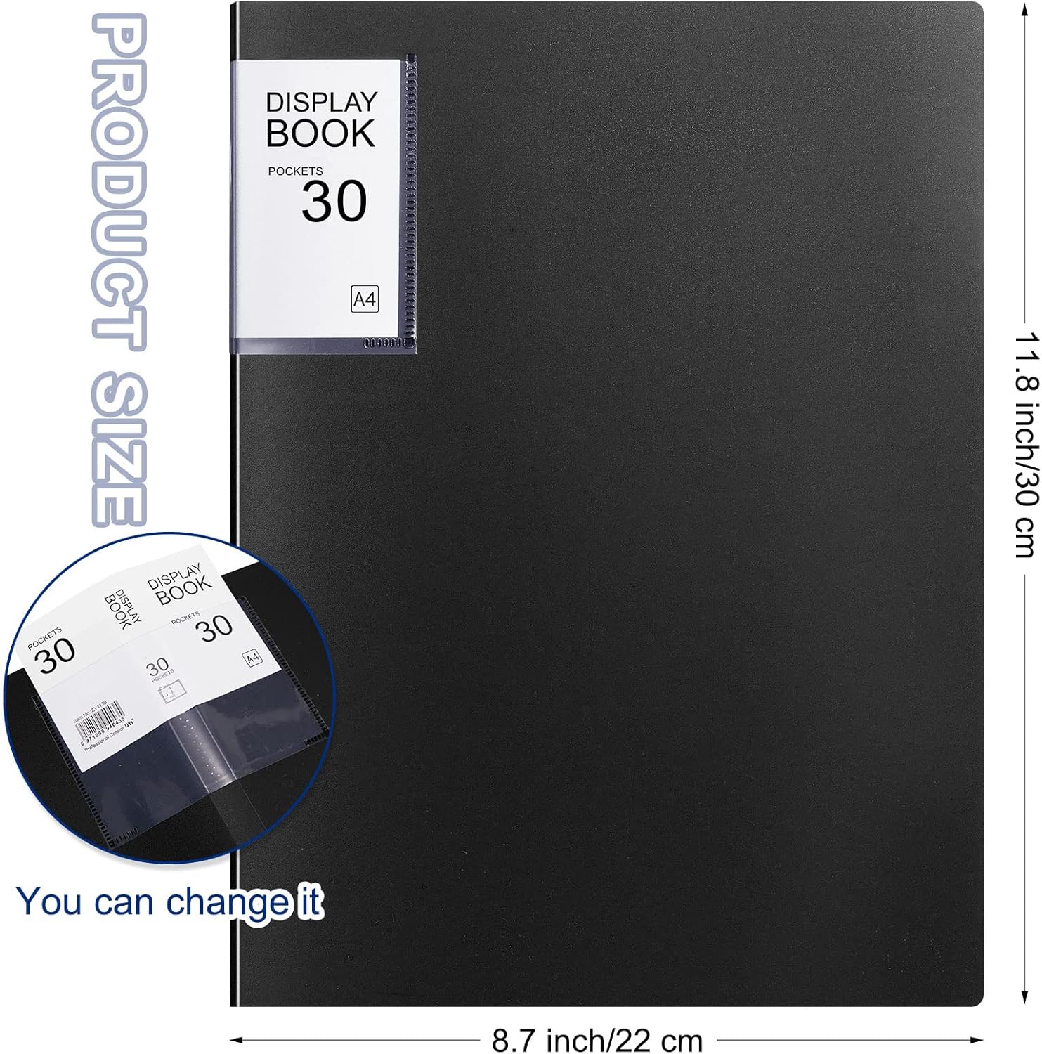 6 Pack Binder with Plastic Sleeves 30 Pocket Presentation Book Binder 8.5 x 11 Inch Art Portfolio Folder with Clear Sheet Protector,Display 60 Pages Folder Flipchart for Artwork(Black)