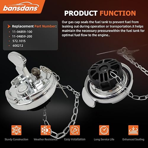 Miniatura 3 de 2 tapas de combustible diésel con bloqueo 11-04859-100 de 4 pulgadas, tapa de tanque de combustible de aluminio estilo palanca con llave para