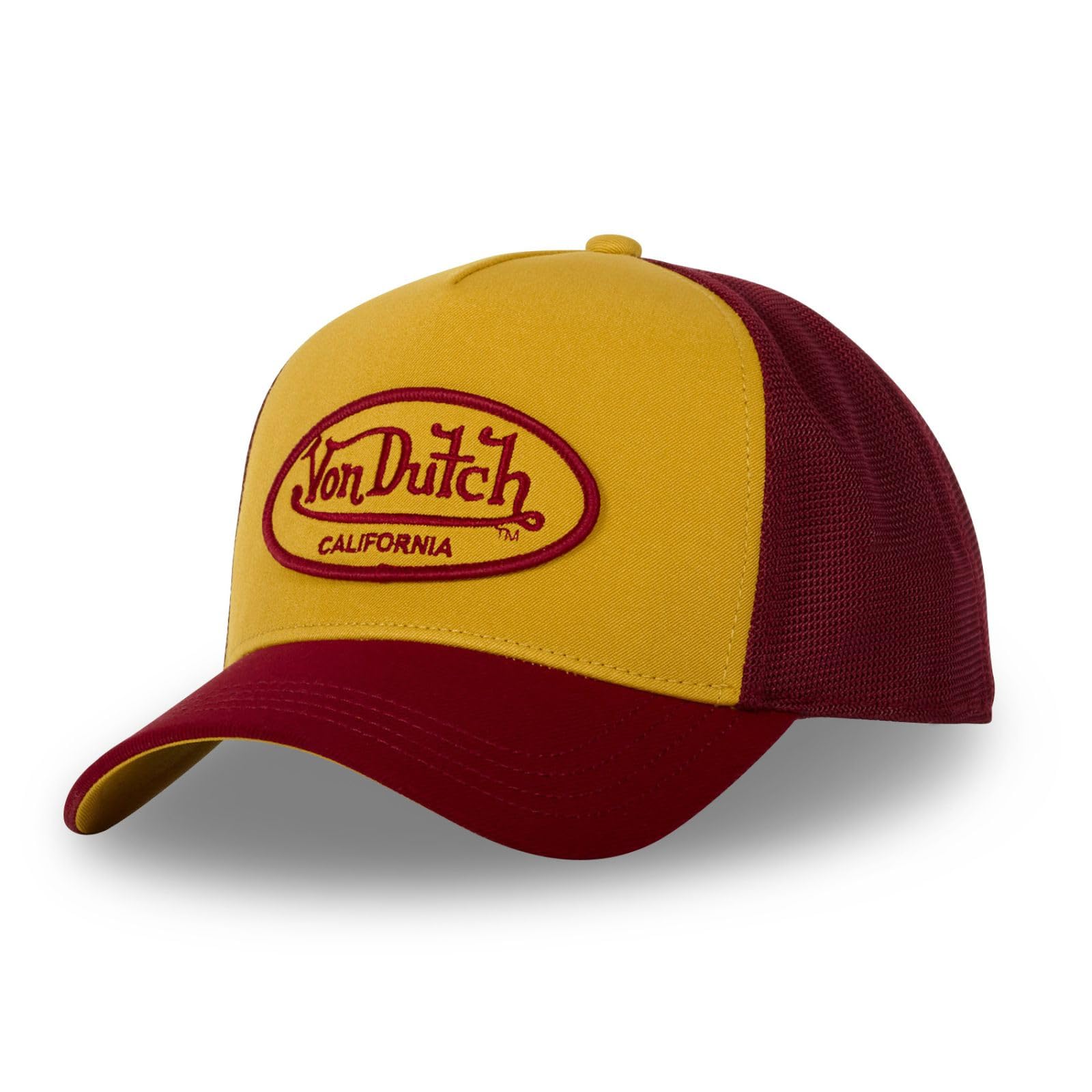 Von Dutch Men's & Women's Cap, Trucker Cap, Adjustable with Snapback, Orange/Bordeaux, One Size
