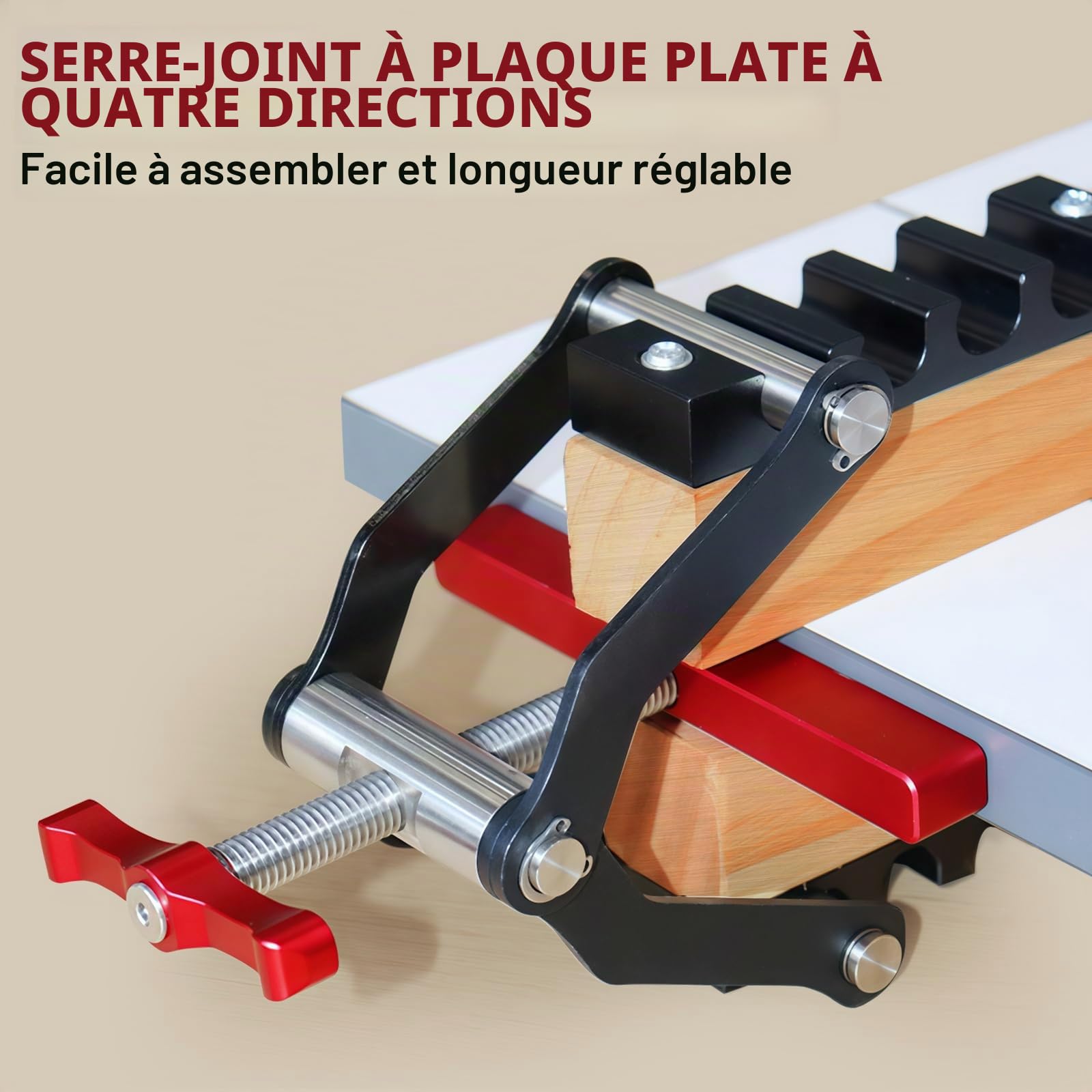 4 pièces de pinces à pression à quatre voies, pinces à pression pour panneaux de découpe et fabrication d’armoires, ensemble de serrage d’angle en alliage d’aluminium pour panneaux de bois et fixation