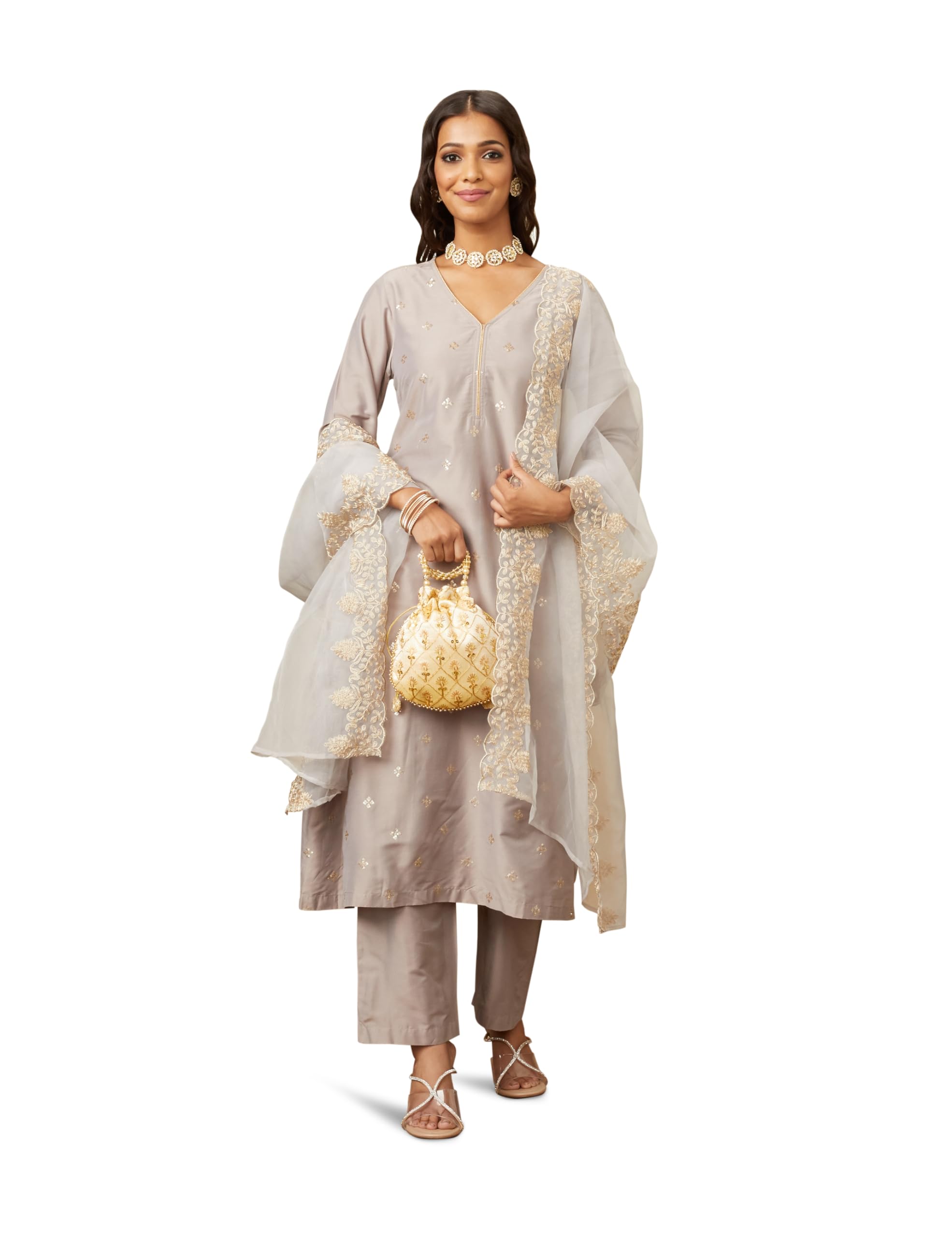 Sponsored Ad - Women's Kurta Pant Set with Embroidered Organza Dupatta | Viscose,Rayon | A-line fit (Available in Plus Sizes)