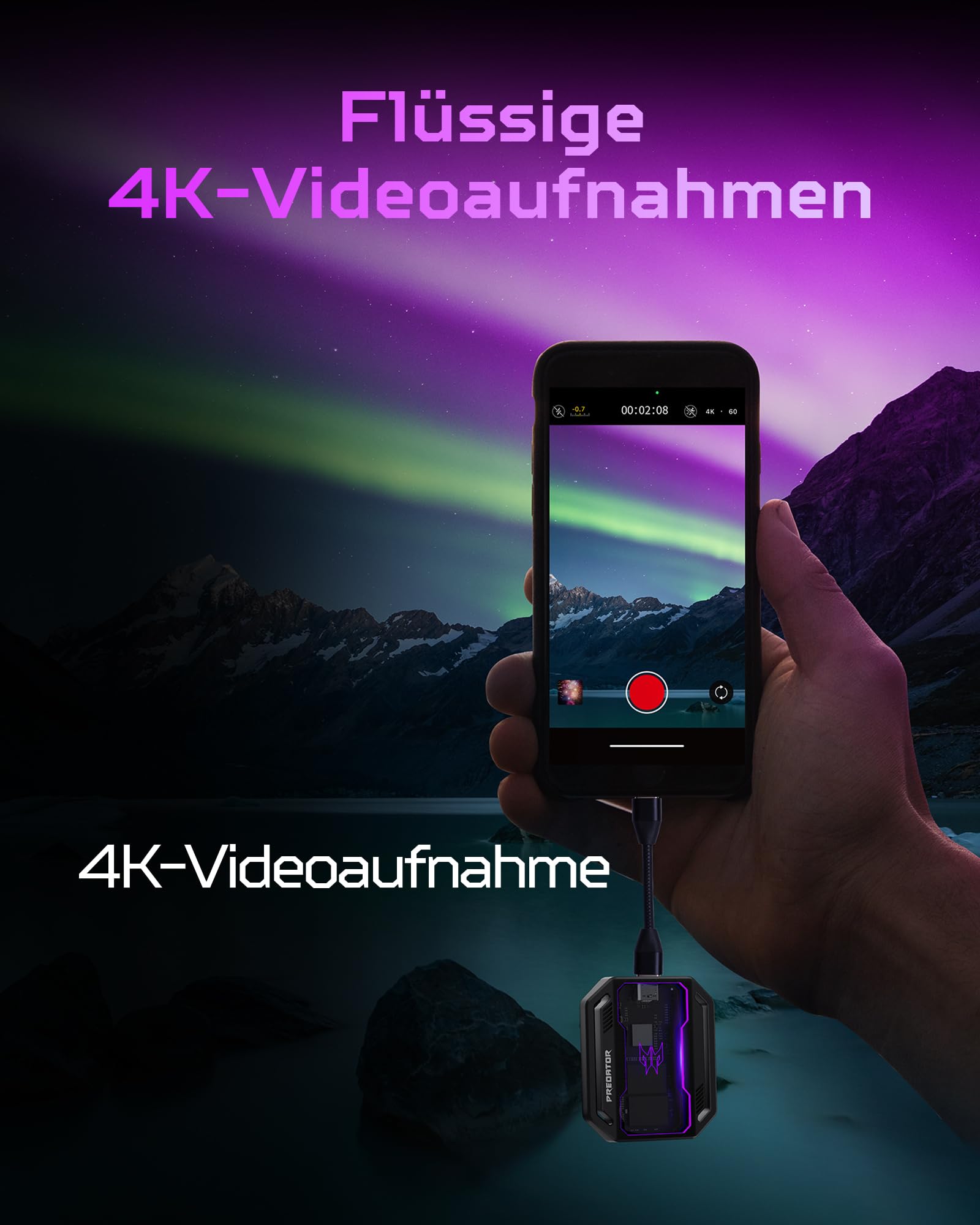 acer Predator GP30 Externe SSD RGB 1TB USB 3.2 Gen2x2 - bis zu 2000 MB/s Lesen Portable External Solid State Drives für Smartphone, Tablets, PC & PS5