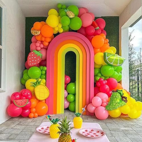 Miniatura 4 de Kit de arco de guirnalda de globos de frutas, rosa, rojo, amarillo, verde, naranja, con globos de sandía, fresa, piña, limón, naranja, para