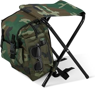 Asiento Mochila Plegable Silla de Camping Taburete con Bolsa Camuflaje Taburete Portátil de Camping Mochila Portátil Silla Ultraligera Mochila de Pesca Silla Plegable Silla de Playa Silla de Pesca Tab