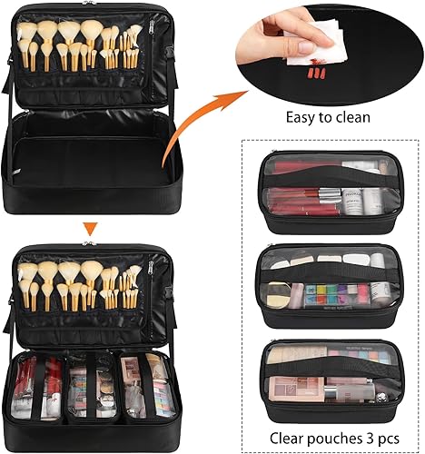Miniatura 3 de Estuche de maquillaje extra grande, estuche de maquillaje profesional para maquilladores, organizador de viajes, estuche de viaje de cosméticos XL