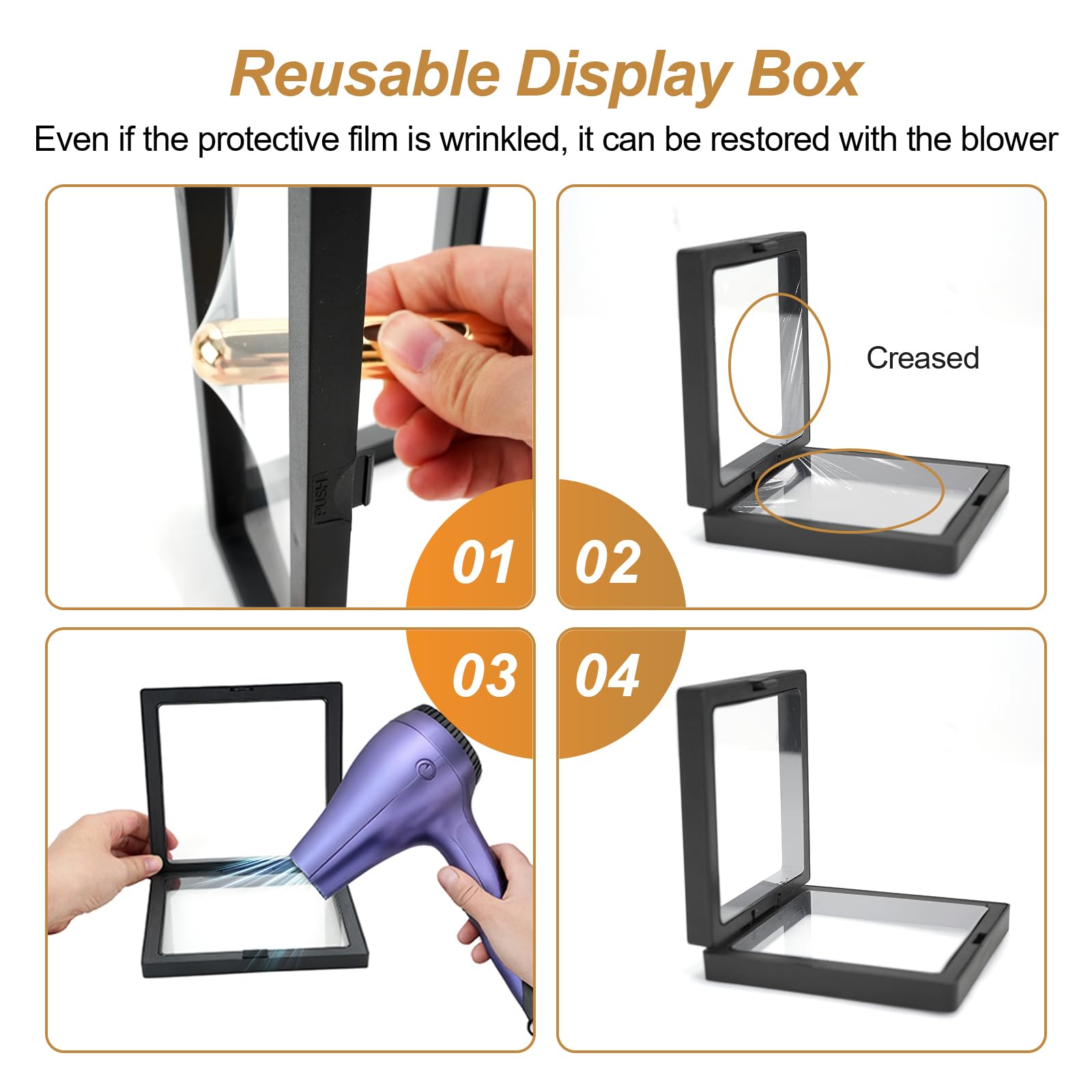 CEITIVE-S 10PCS 3D Floating Display Case Coin Holder, Transparent Floating Frame Display Holder Stands - Image 3
