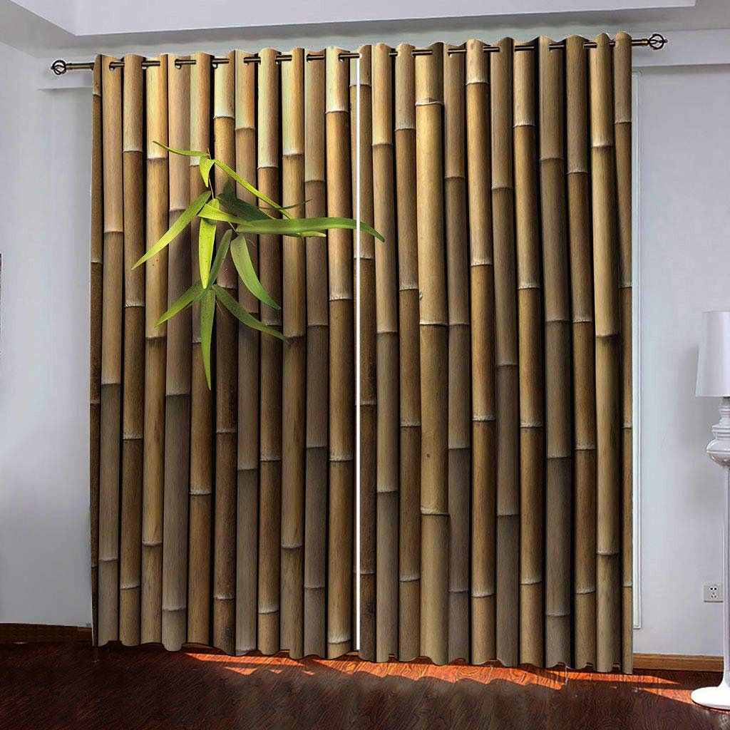 Rideaux occultants opaques thermiques bambou 132x160cm 2 pièces