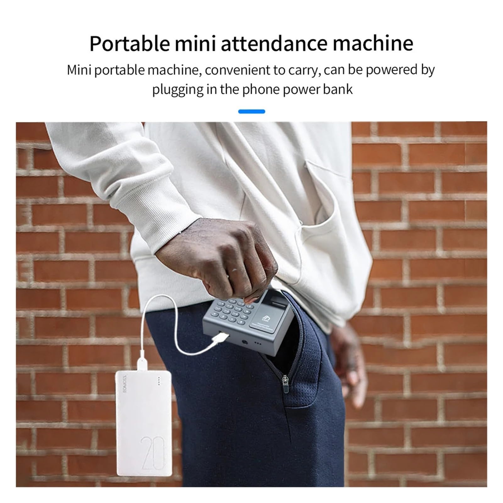 Miniaturowy przenośny czytnik czasu pracy na odcisk palca, 1000 użytkowników, kontrola dostępu RFID, odblokowywanie biura za pomocą odcisku palca/karty/hasła dla Pracowników