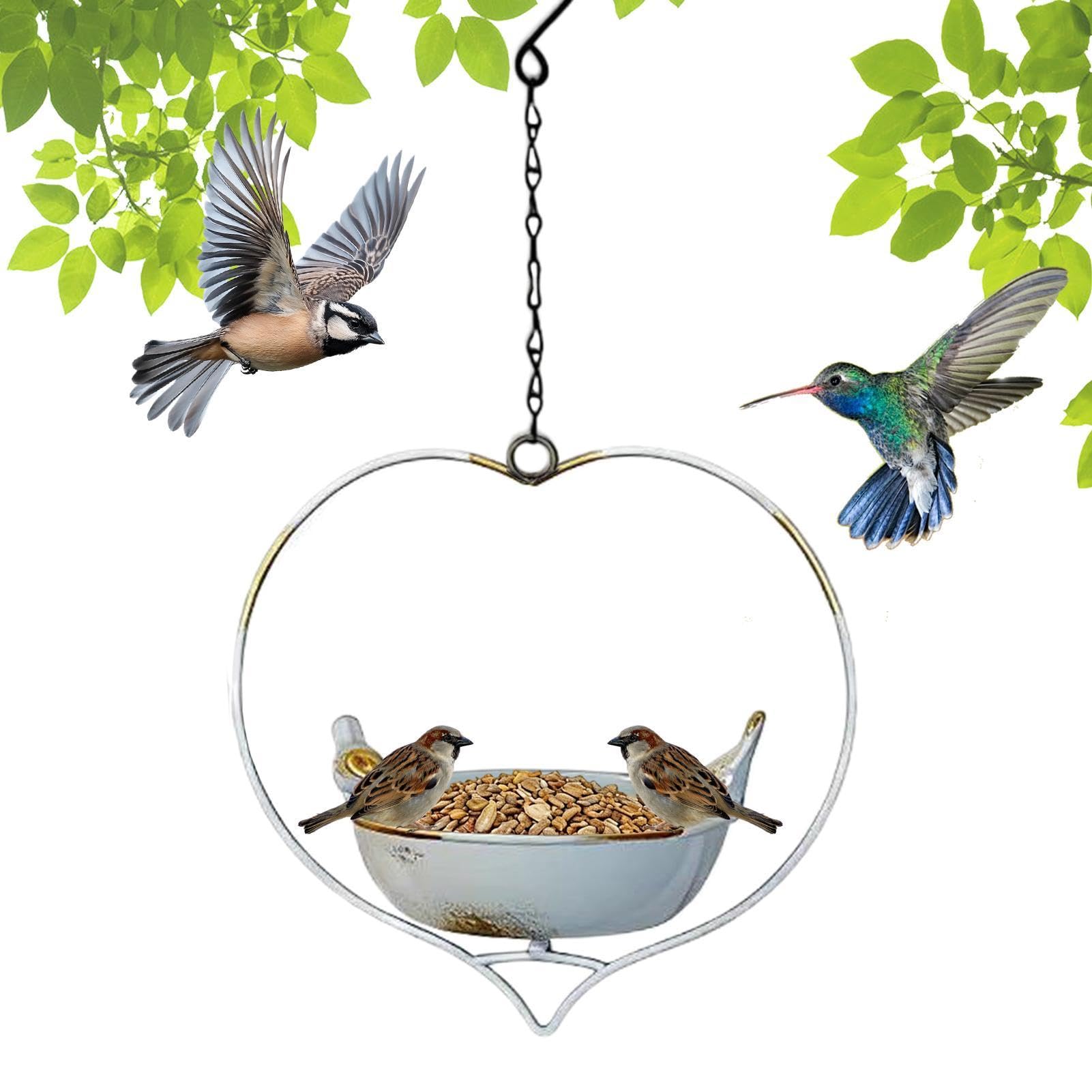 Station de nourrissage pour oiseaux en fer forgé résistant au gel pour jardin et terrasse