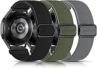Lerobo 3-Pack Elastic Nylon Bands for Samsung Galaxy Watch 7/6/5/4/FE/Active 2 - 20mm Adjustable Breathable Sport Straps 40-47mm