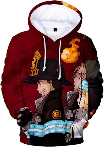 ISaikoy Anime Fire Force Hoodie Shinra Kusakabe Jacket Sweatshirt Sweater Pullovers Hoody Costume Cosplay