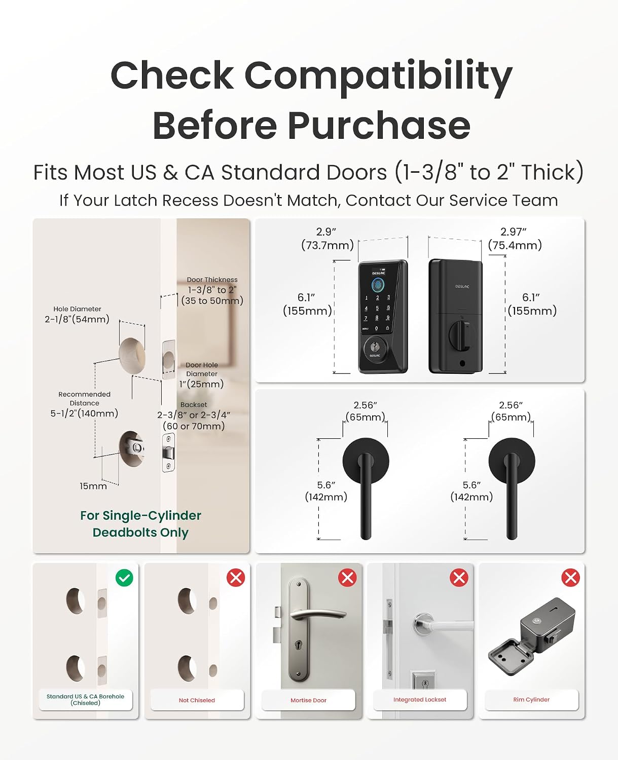 DESLOC Smart Lock D110 Plus, WiFi Fingerprint Smart Front Door Lock with Touchscreen Keypad, App Remote Control, Auto Lock, Keyless Entry Deadbolt with Backlit, Black, Deadbolt Lever Set 9 71AI8FeoeML. AC SL1500