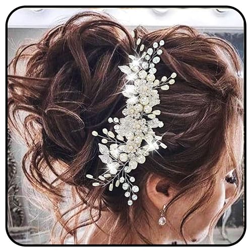 Pearl Hair Vine for Wedding Silver Flower Girl Headpiece Bridal