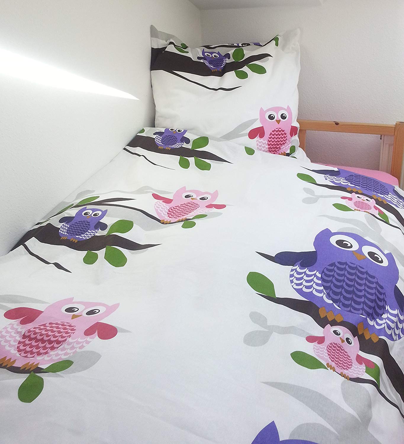 Trendstern Bed Linen Set 2-Piece with Zip Owls 135 x 200 cm + 80 x 80 cm