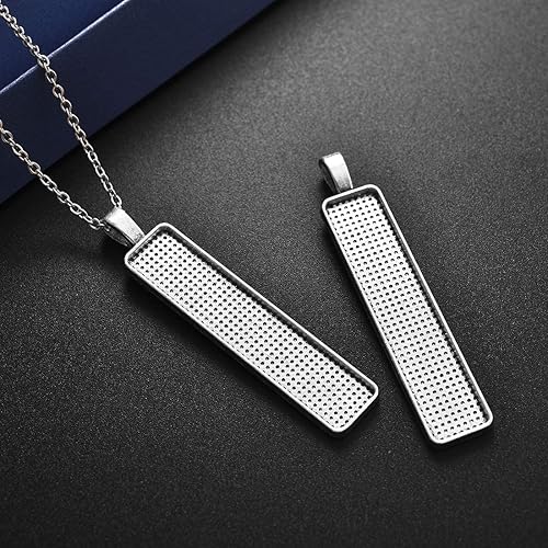 Miniatura 3 de DROLE Kit de ajuste de bisel de bandeja colgante con 30 piezas rectangulares de vidrio transparente con cúpula de cabujón de azulejos para hacer