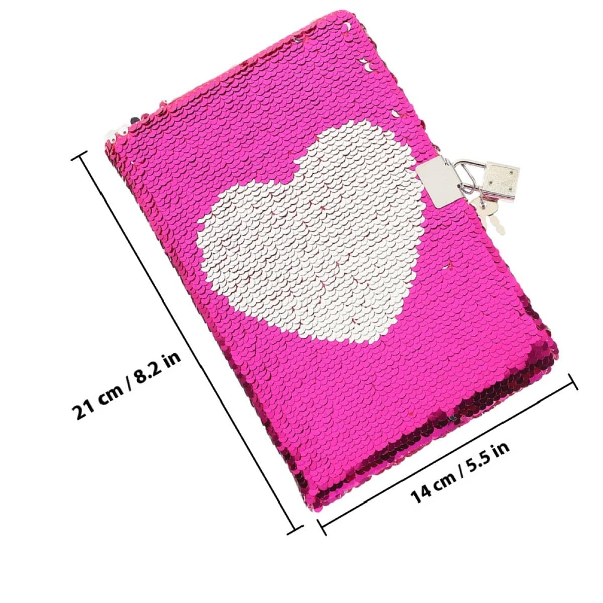 CIYODO 2pcs Sequin Lockable Notebook Planner Set with Decorative Heart and Star Patterns, Small Diary Notebooks for Daily Writing and Office Use