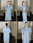 Ekouaer Women Zipper Robe Short Sleeve Duster Housecoat Short Bathrobes Zip Front Nightgown with Pockets S-3XL