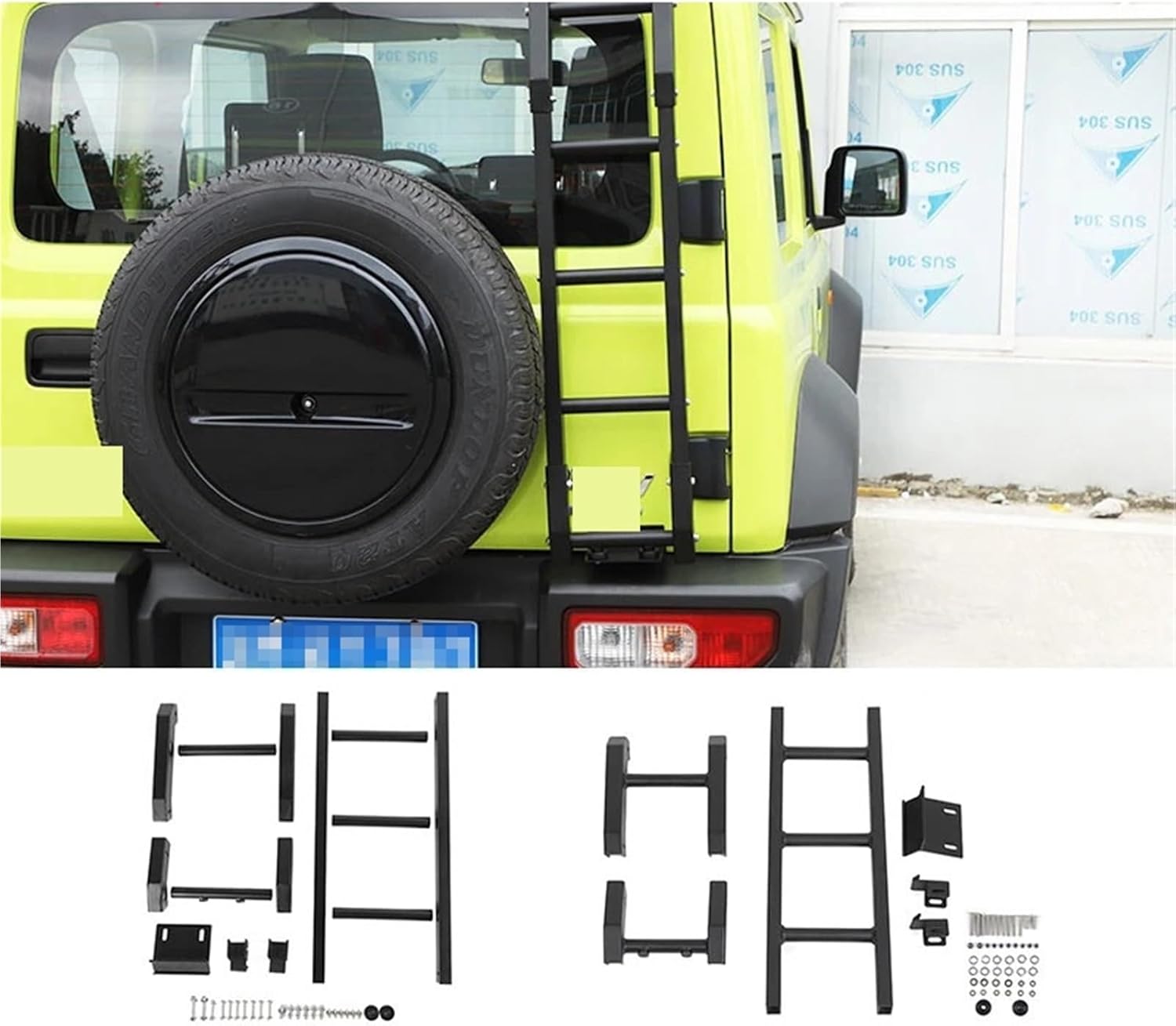 Protective Frames Compatible with Suzuki Jimny JB74 Car Rear Door Tailgate Ladder Compatible with Suzuki Jimny 2019-2022(Black B)