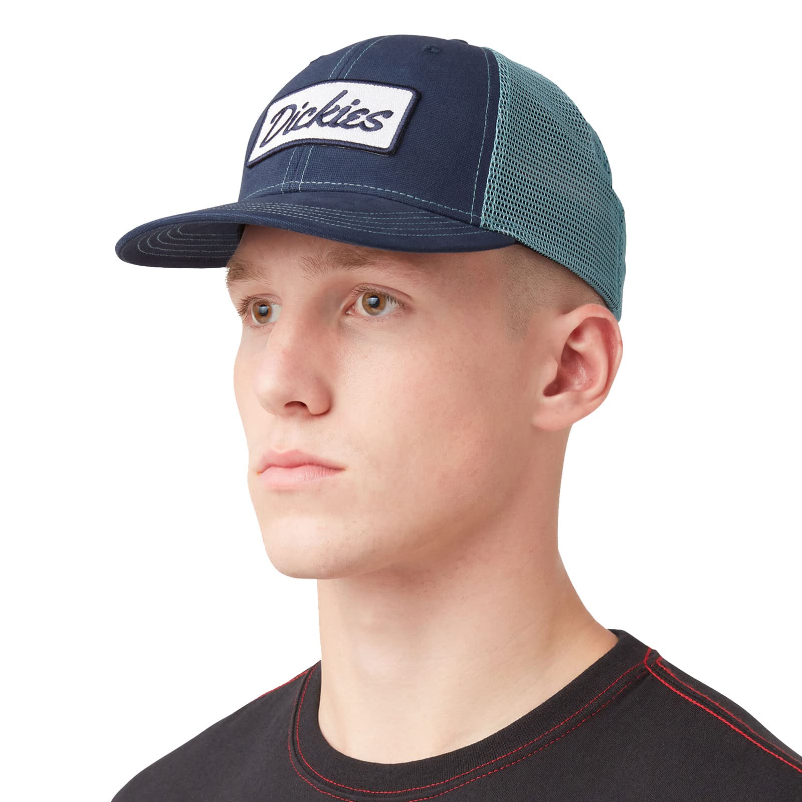 Dickies Men's Patch Logo Trucker Ink Navy/Porcelain (I2N) Snapback Hat