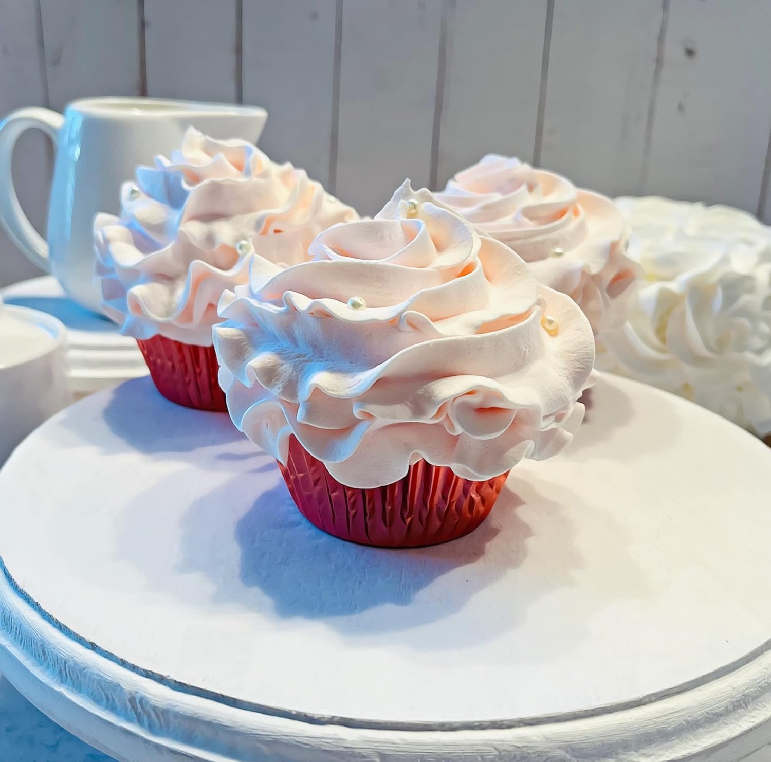 Fake Cake Cupcakes- Pink Champagne Cupcakes Set of 3- Handmade by Dezicakes- Fake Cake -Artificial Cupcakes