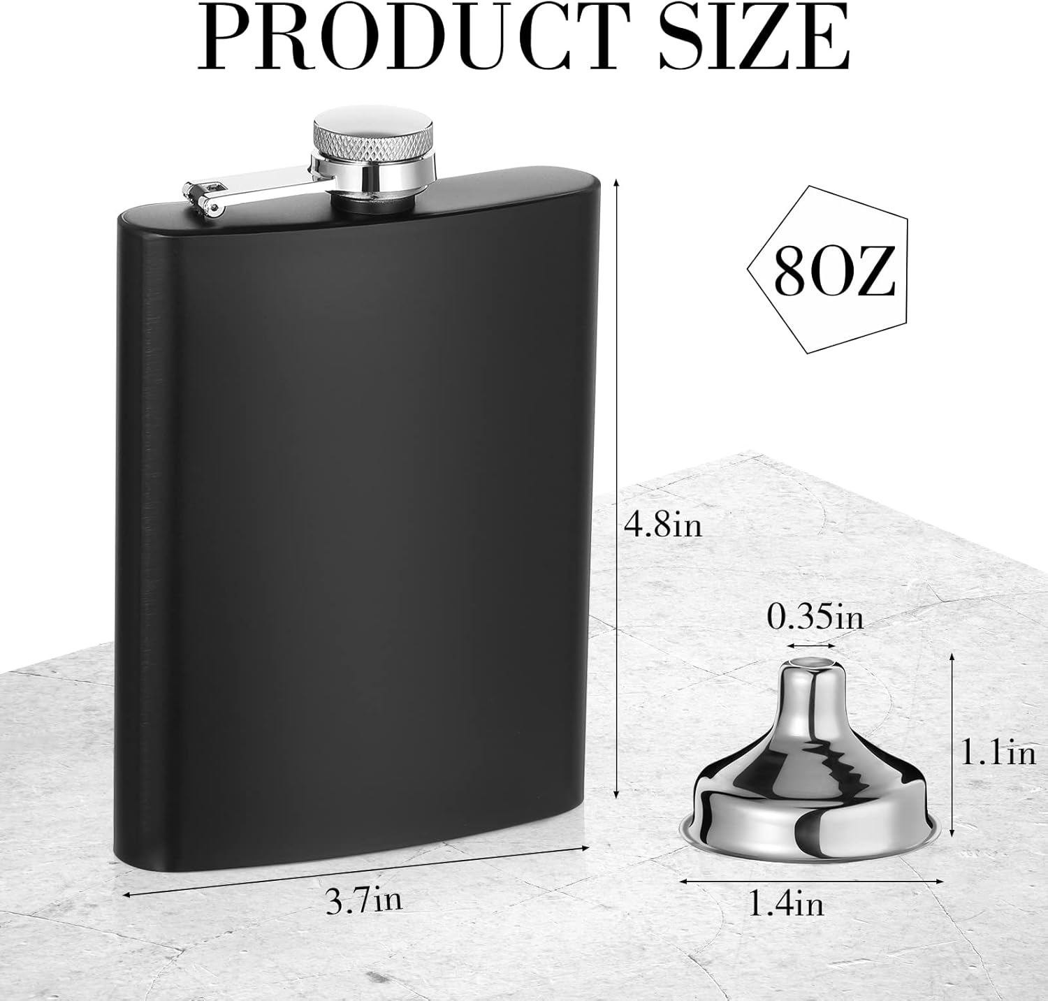 Hoolerry 30 Pieces Hip Flasks Set Stainless Steel Liquor Flask with Funnel Metal Leak Proof Flask Pocket Whiskey Flasks for Men Women Bridesmaid Wedding Party Supplies (Matte Black, 8 oz) - Image 2