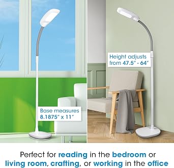 OttLite ClearSun LED Floor Lamp, Adjustable Height, White