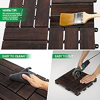 Vista 5 de Idzo Baldosas de Terraza Entrelazadas 9.6 PIES CUADRADOS - 10 PIEZAS Baldosas Impermeables de Madera de Acacia para Patio, Baldosas de Piso