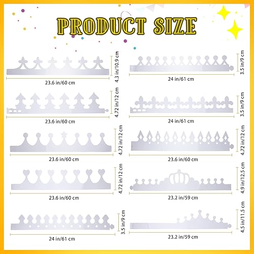 Miniatura 2 de Teling 136 Pcs Paper Crowns for Kids to Decorate DIY White Blank Paper Princess Prince Crown with Gem Jewels Alphabet Number Letter Crown Stickers