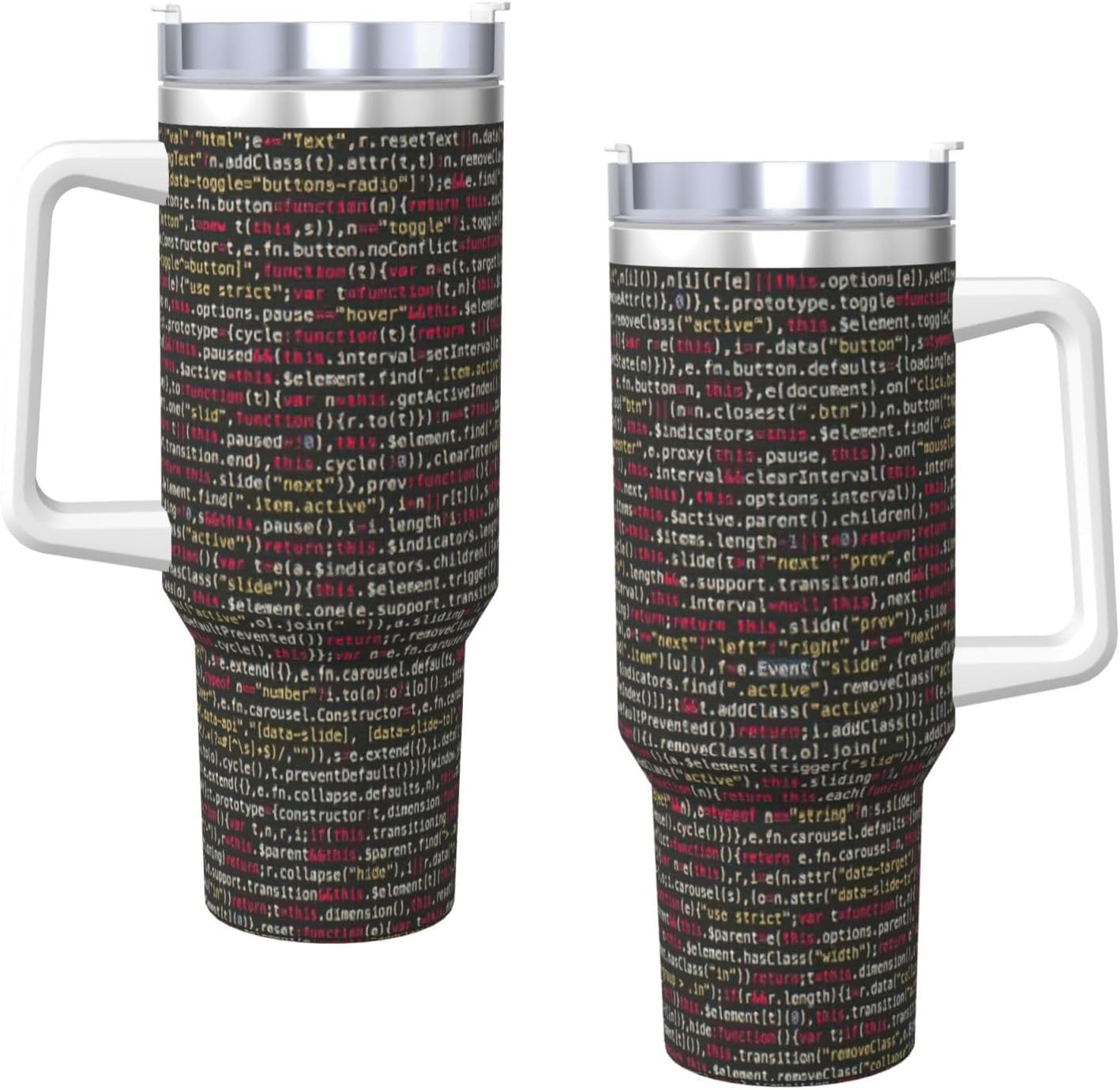 40 OZ Programmer Programming Code Print Ice Bully Cup with Handle Straw Lid Straw,Stainless Steel Tumbler Coffee Cup
