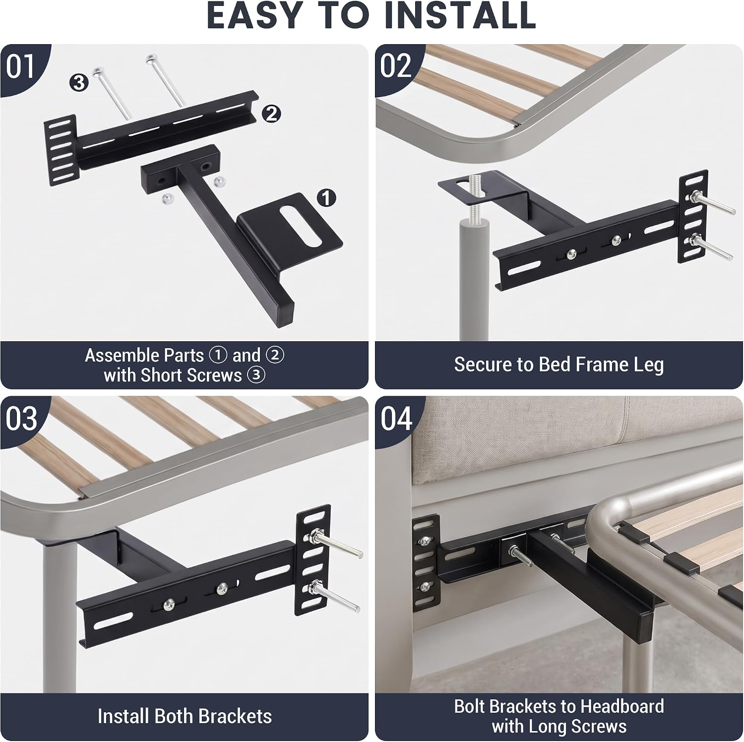 2 Pack Universal Adjustable Headboard Brackets for Metal Bed Frame