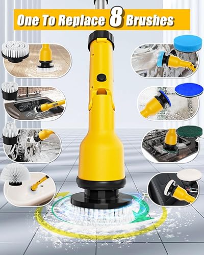 Miniatura 6 de Limpiador eléctrico giratorio compatible con batería DeWalt de 20 V (batería no incluida), depurador a batería de 1000 RPM con brazo de extensión