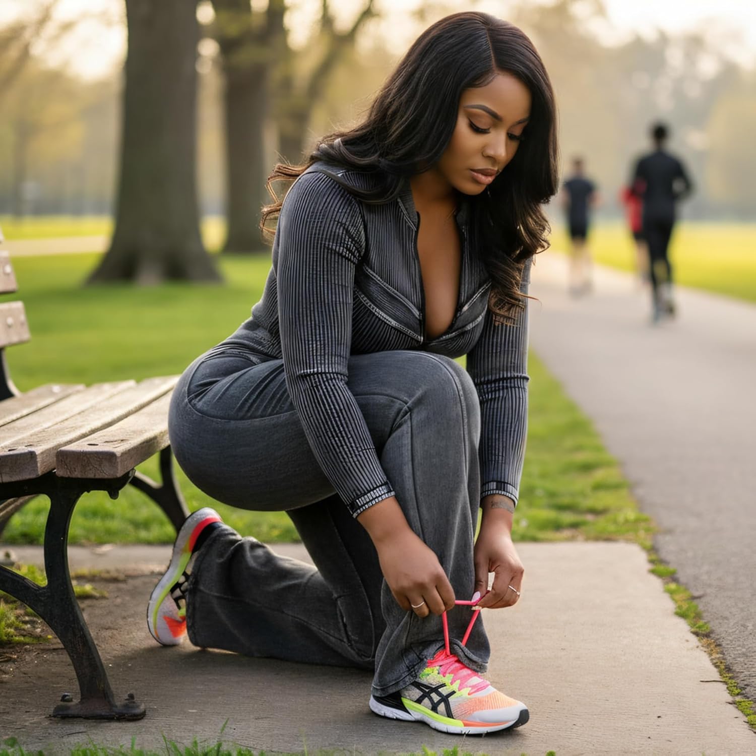 Voghtic Women 2 Piece Outfits Ribbed Bodycon Tracksuit Long Sleeve Zip Up Cropped Jacket Matching Leggings Flared Pants Sets - Image 6