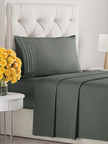 Vista 1240 de Juego de sábanas de 4 piezas tamaño king, extrasuaves, transpirables y refrescantes con esquinas profundas, sábanas de fácil ajuste y sin arrugas
