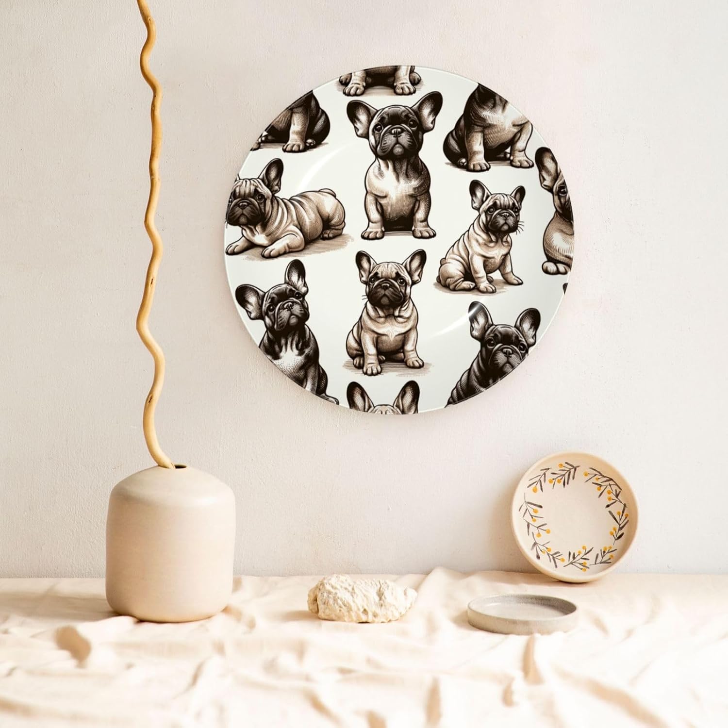 French-Bulldog-Charm 10 Inch Decorative Plate With Stand, Elegant Display Wall Plate For Home Decor
