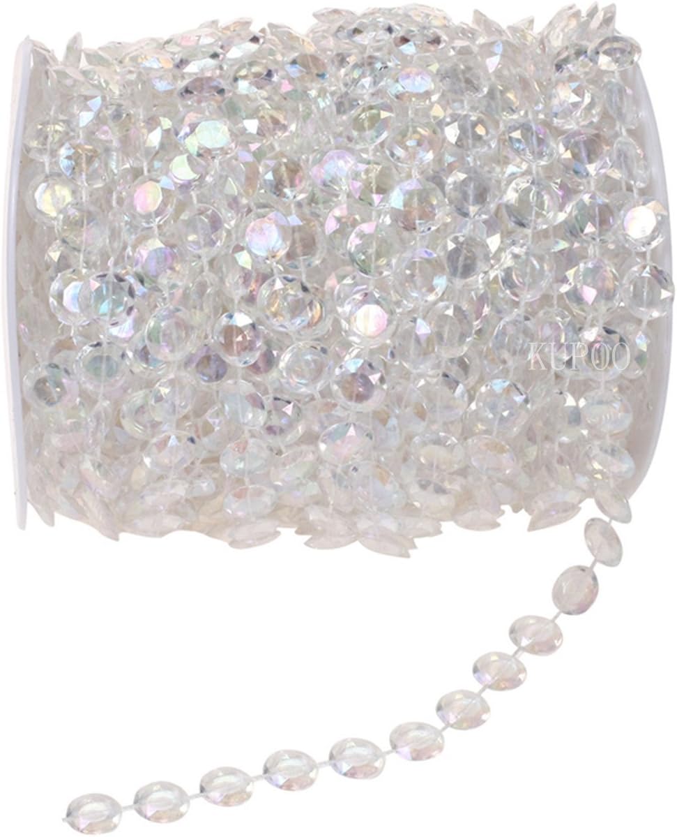 KUPOO 99 ft Clear Crystal Like Beads by the roll - Wedding Decorations (Colorful)