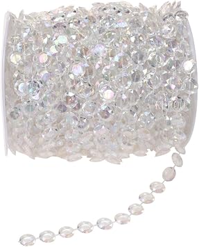 KUPOO 99 ft Clear Crystal Like Beads by the roll - Wedding Decorations Colorful