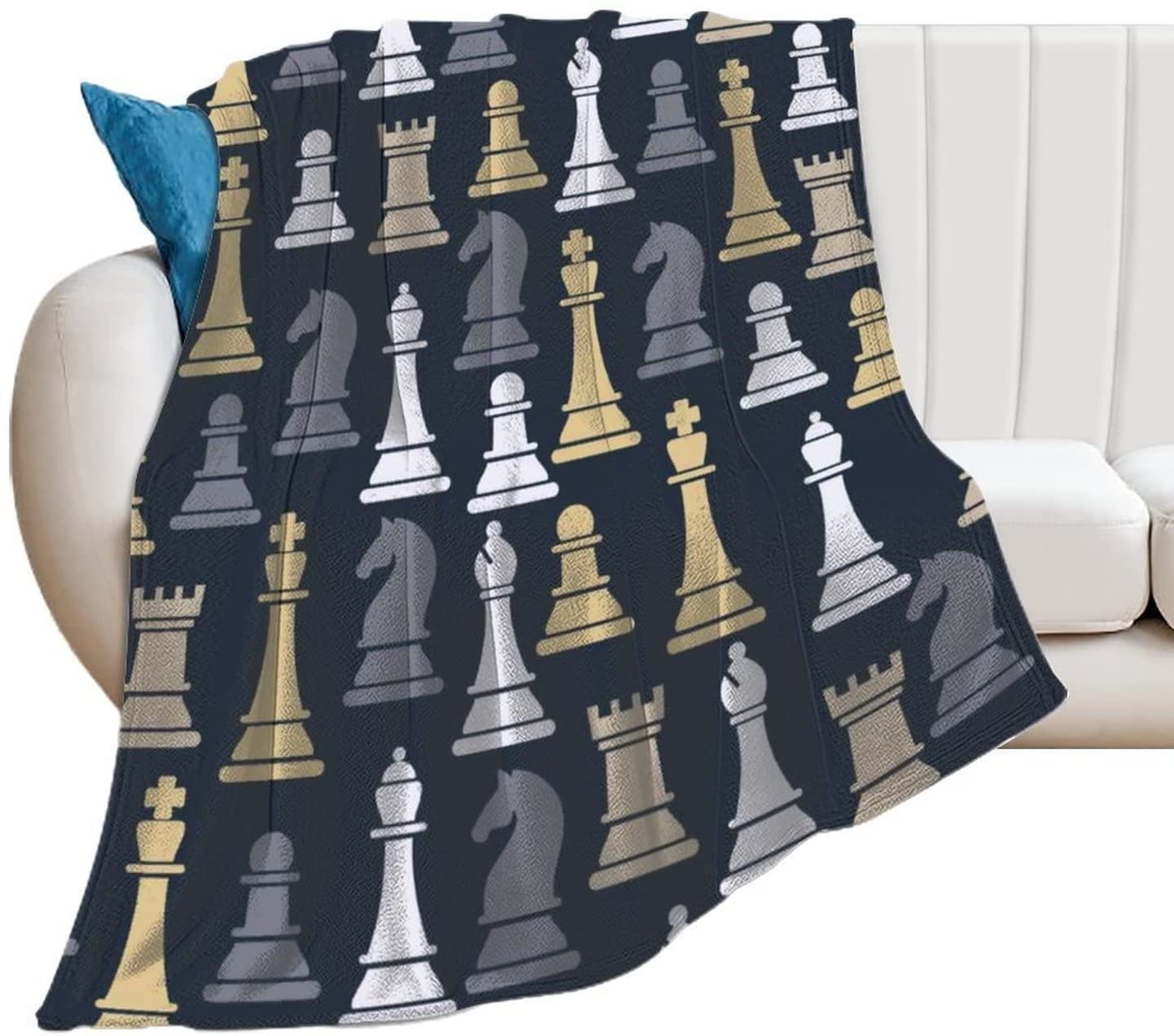 NIBABA Chess Throw Blanket, Ultra Soft Fleece Blanket, Lightweight Bed Blanket, Quilt Durable Home Decor, Sofa Blanket, Blankets & Throws for Kids, 100 x 130cm (40x50 in)