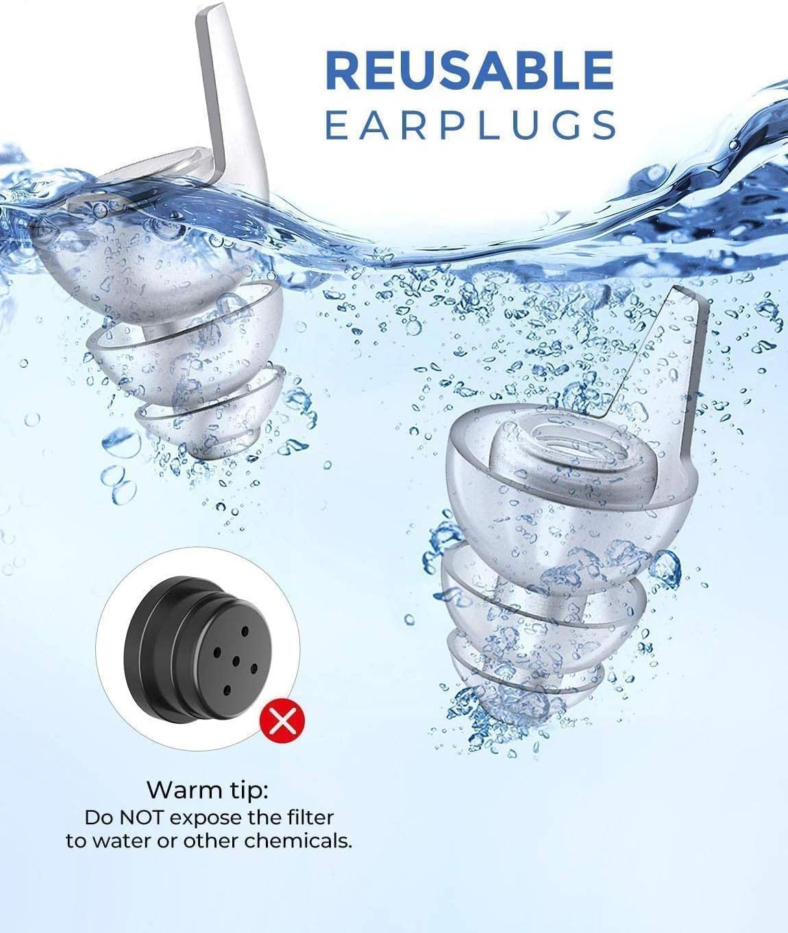 Ear Protection for Gun Ranges - Earplugs for Shooting Ranges with Advanced Filter Technology, Hearing Protection for Shooters, Blue, 1 Pair