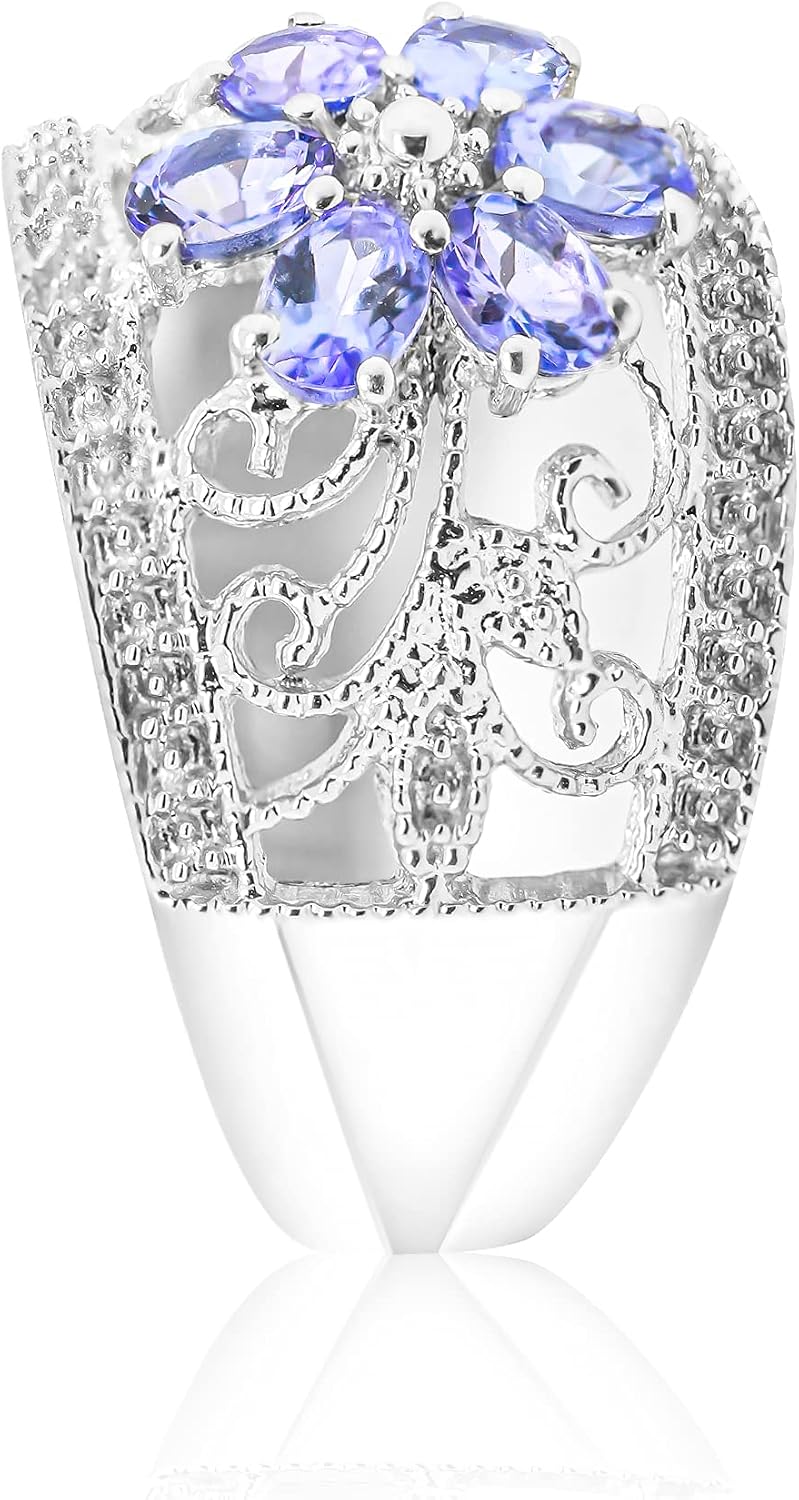 Gin & Grace 925 Sterling Silver Genuine Tanzanite Ring for women | Ethically, authentically & organically sourced (Pear-cut) shaped Tanzanite hand-crafted jewelry for her | Tanzanite Ring for women