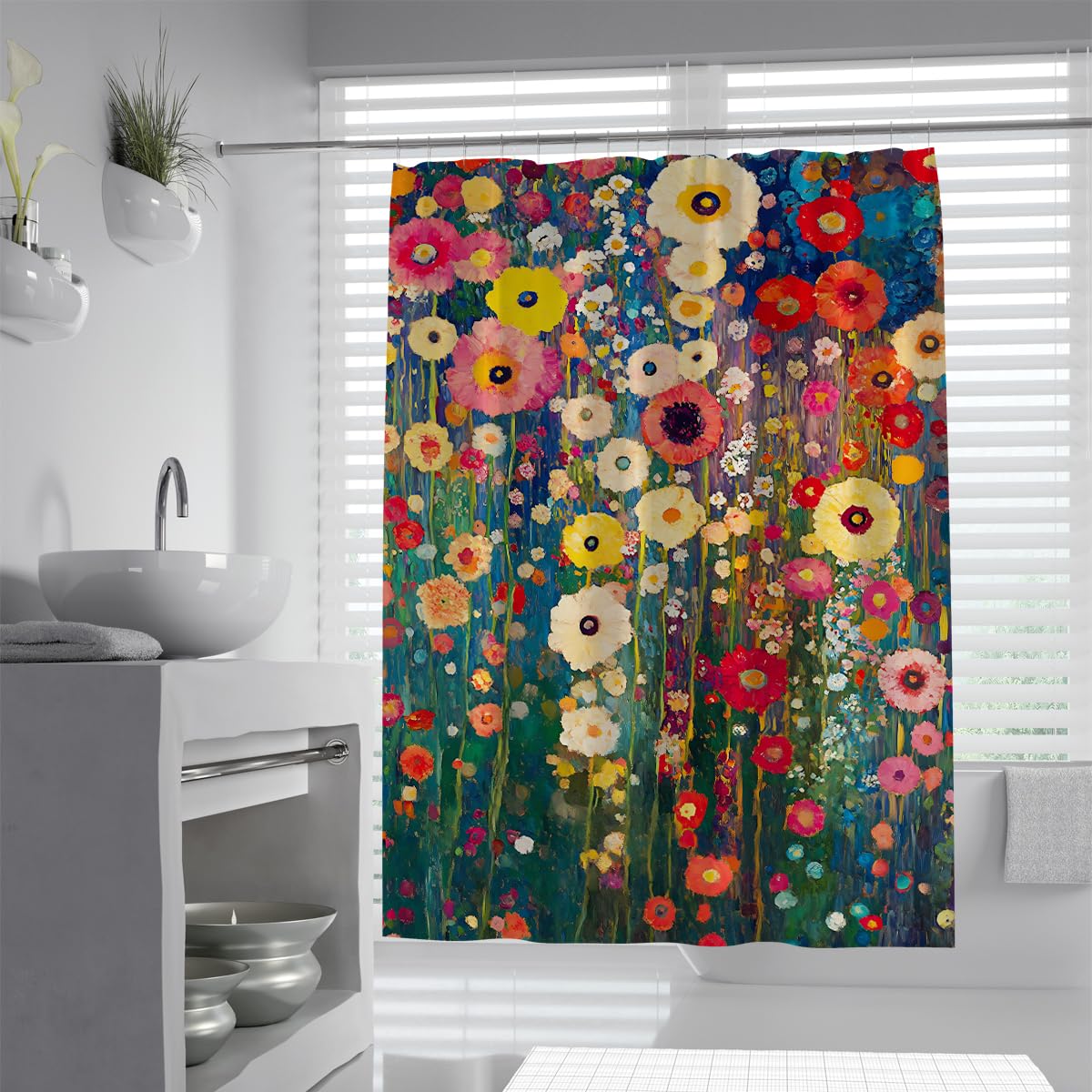 OLLIAR Home Artistic Tree Shower Curtain 150x180 Modern Abstract Shower Curtains for Bathroom Boho Classic Decoration Polyester Bath Curtain Set with Hooks