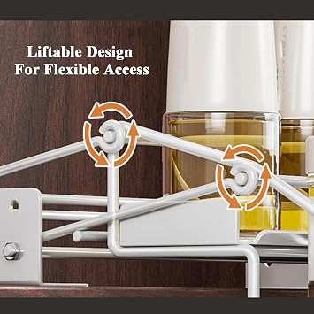 Pull Down Shelf Organizer,3 Tier Cabinet Pull Down Spice Racks with Guardrail,Save Space for Kitchen Upper Cabinet(White,25x9.5x17.5cm)