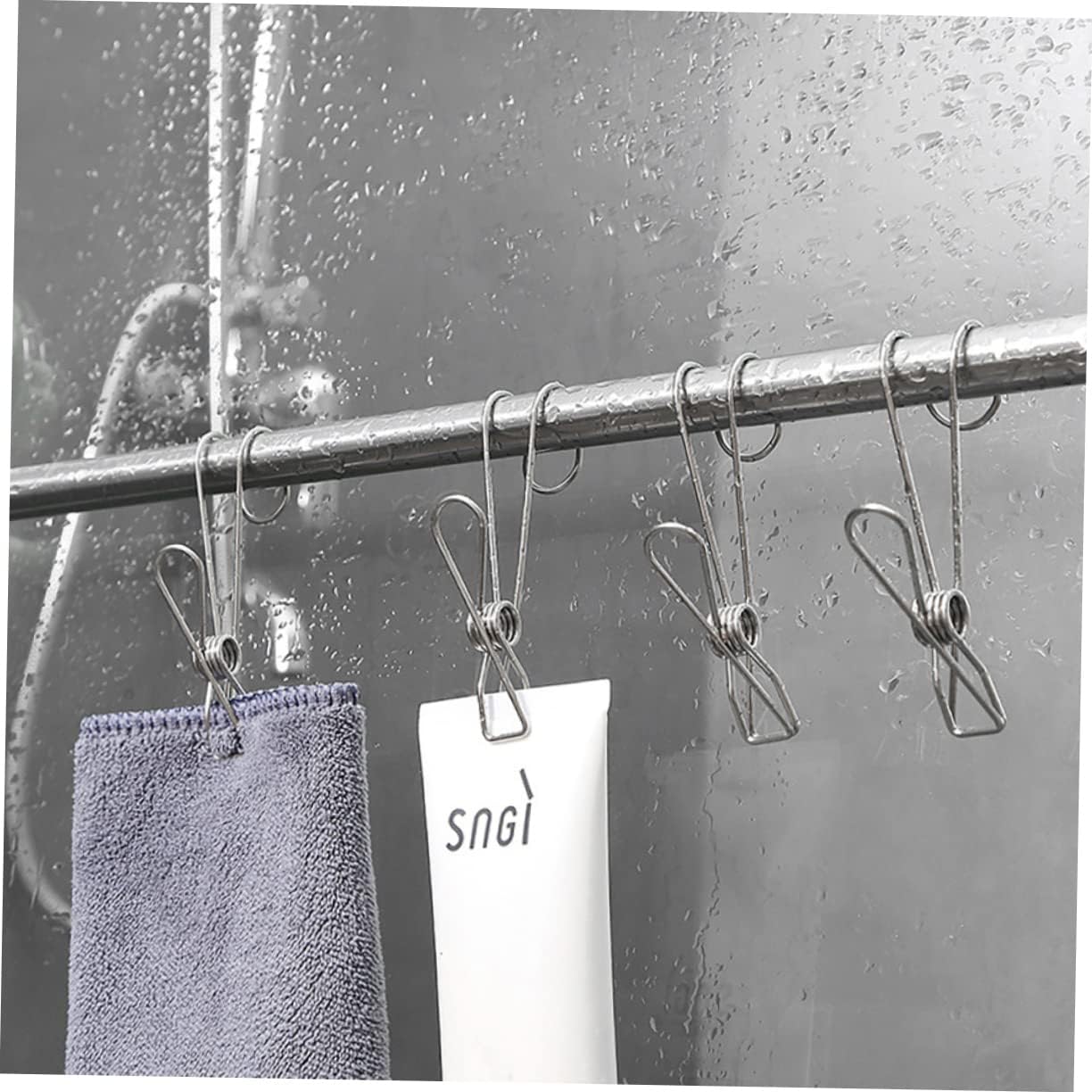 Clothes Pegs for Washing Line 10pcs Stainless Steel Hook Clip Metal Clothes Pin Lingerie Hangers Picture Hanging Hooks