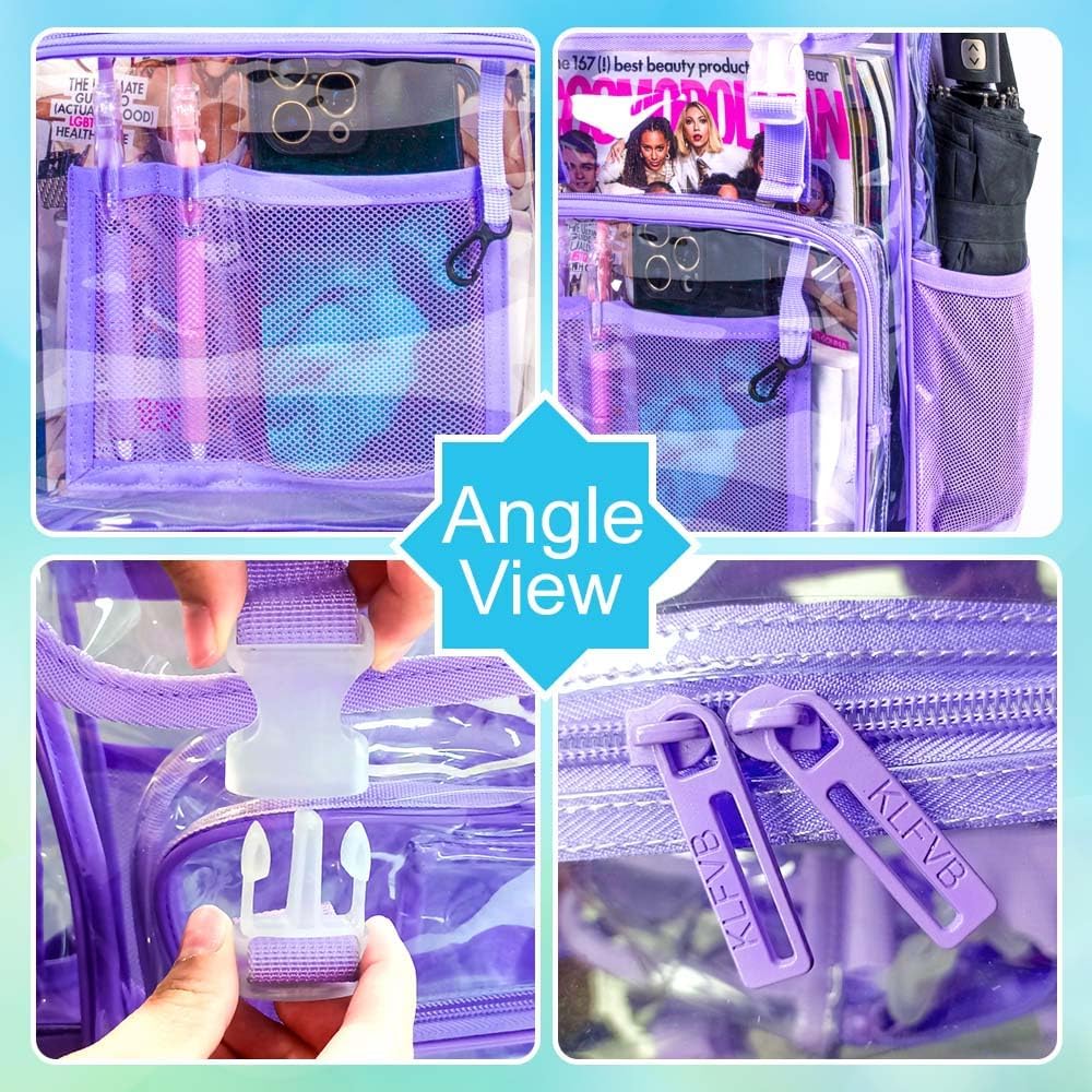 Clear Backpack, Stadium Approved Transparent Bookbag for Girls Boys, Heavy Duty PVC See Through Backpack for Women Men - Image 5