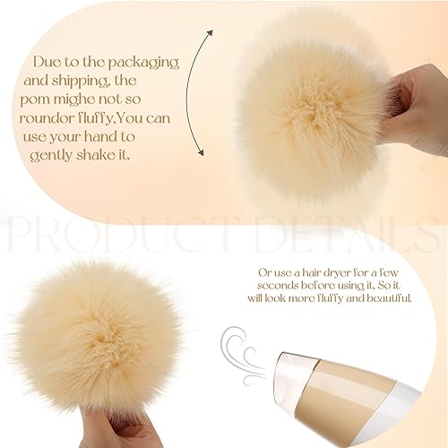 Miniatura 6 de Juinte 8 bolas grandes de pompones de piel sintética de 6 pulgadas para sombreros, bolas de pompón de piel sintética esponjosas con botón a presión