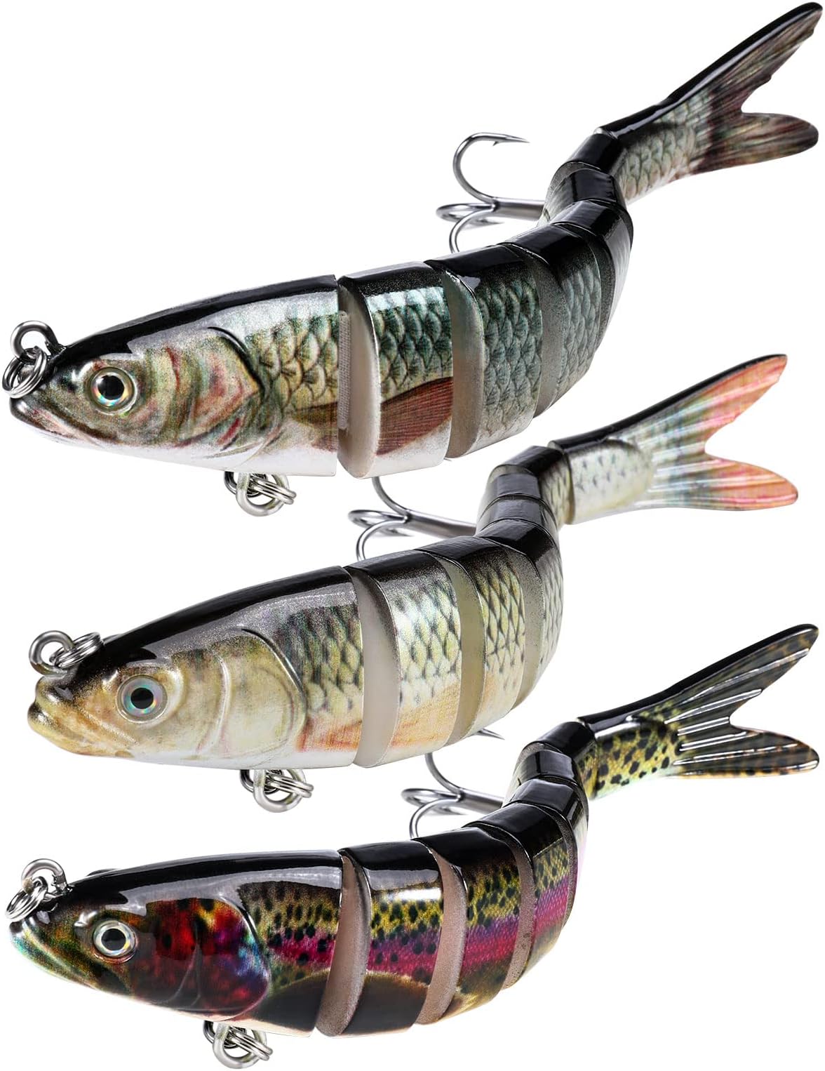 (B-Total of 3 l) - Fishing Lures Lifelike Bass Lures Multi Jointed Swimbaits Slow Sinking Hard Bait Fishing Tackle Kits