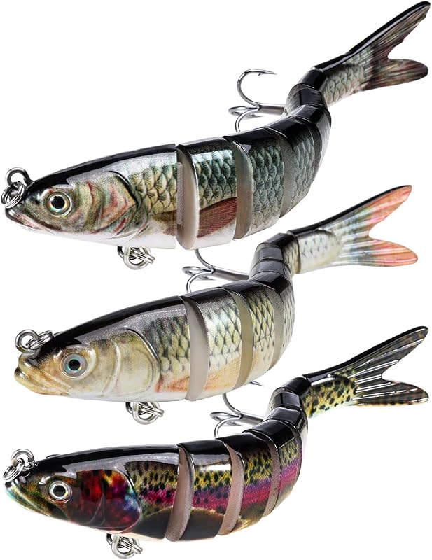 Fishing Lures for Bass Trout Topwater Multi Jointed Swimbaits | Slow Sinking Bionic Swimming Lures Bass Freshwater Saltwater Bass Lifelike Fishing Lures Kit