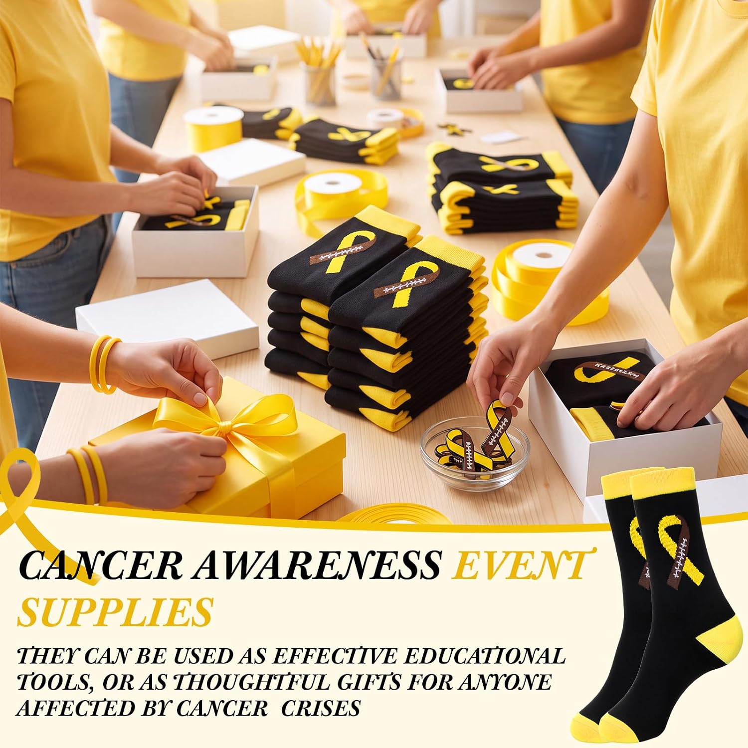 Shyyween 12/24/48 Sets Childhood Cancer Awareness Football Sock Pin